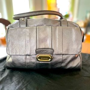 b. makowsky pewter leather shoulder bag